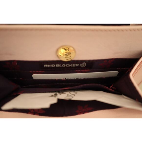 Anuschka Pink Dragonflies Hand-Painted Leather Crossbody Bag RFID Protection - Picture 6 of 10